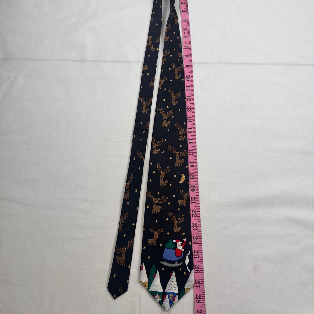 Christmas Tie necktie Holiday Santa Reindeer USA Silk Save the Children - Picture 4 of 11